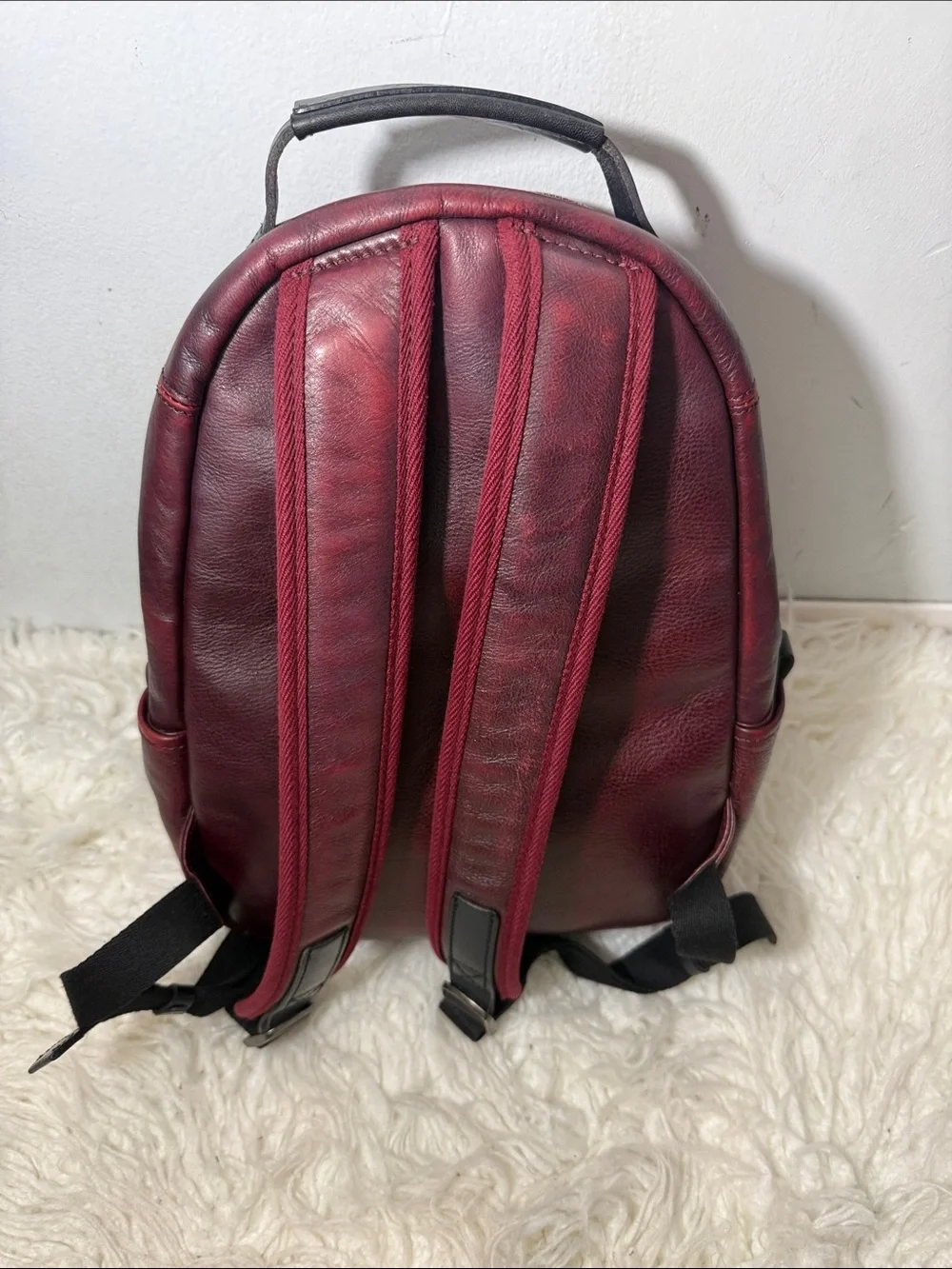 Old Trend Compact Red Leather Backpack medium